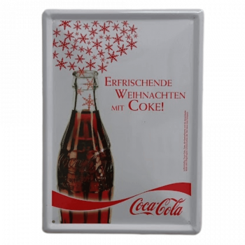 Coca Cola Blechschild Motiv Weihnachten Coke Flasche - Stück 