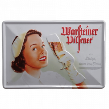 Warsteiner Blechschild Motiv Frau mit Pilsglas - Stück 